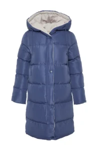 TRENDYOLMİLLA Gray-BLUE Double Sided Hooded Water Repellent LONG Puffer Jacket Coat - Image 13