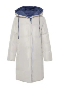 TRENDYOLMİLLA Gray-BLUE Double Sided Hooded Water Repellent LONG Puffer Jacket Coat - Image 14