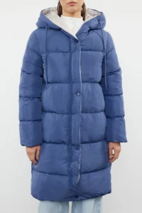 TRENDYOLMİLLA Gray-BLUE Double Sided Hooded Water Repellent LONG Puffer Jacket Coat - Image 9