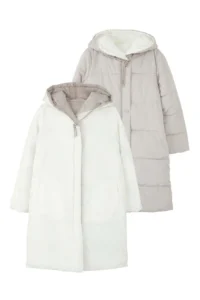 TRENDYOLMİLLA Mink-Stone Double Sided Regular Pattern Hooded Water Repellent LONG Puffer Jacket Coat