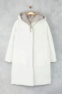 TRENDYOLMİLLA Mink-Stone Double Sided Regular Pattern Hooded Water Repellent LONG Puffer Jacket Coat - Image 11