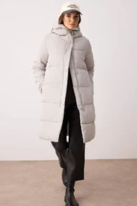 TRENDYOLMİLLA Mink-Stone Double Sided Regular Pattern Hooded Water Repellent LONG Puffer Jacket Coat - Image 2