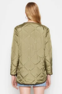 TRENDYOLMİLLA Khaki Color Bloklu Water Repellent Quilted Coat - Image 16