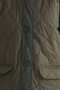TRENDYOLMİLLA Khaki Color Bloklu Water Repellent Quilted Coat - Image 3