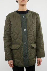 TRENDYOLMİLLA Khaki Color Bloklu Water Repellent Quilted Coat - Image 8