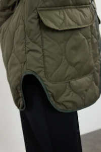 TRENDYOLMİLLA Khaki Color Bloklu Water Repellent Quilted Coat - Image 9