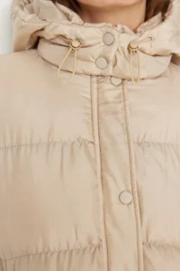 TRENDYOLMİLLA Beige Regular Pattern Hooded Water Repellent LONG Puffer Jacket Coat - Image 4