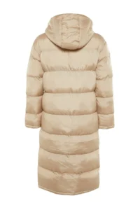TRENDYOLMİLLA Beige Regular Pattern Hooded Water Repellent LONG Puffer Jacket Coat - Image 8