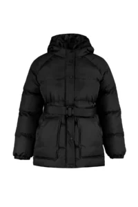 TRENDYOLMİLLA Black Oversized Pattern Hooded Arched Water Repellent Puffer Jacket Coat - Image 10