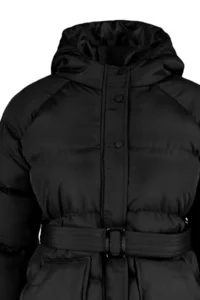 TRENDYOLMİLLA Black Oversized Pattern Hooded Arched Water Repellent Puffer Jacket Coat - Image 11