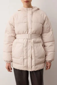 TRENDYOLMİLLA Stone Regular Pattern Hooded Arched Water Repellent Puffer Jacket Coat - Image 3