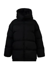TRENDYOLMİLLA Black Oversized Pattern Hooded Water Repellent Puffer Jacket Coat - Image 10