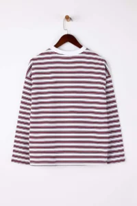 TRENDYOLMİLLA Multicolored Striped Oversized/Wide Cut Crew Neck Thin Knitting Sweatshirt - Image 10
