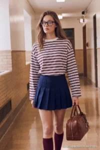 TRENDYOLMİLLA Multicolored Striped Oversized/Wide Cut Crew Neck Thin Knitting Sweatshirt - Image 2