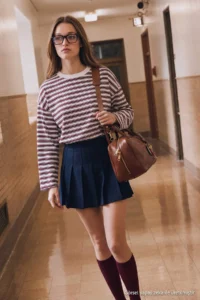 TRENDYOLMİLLA Multicolored Striped Oversized/Wide Cut Crew Neck Thin Knitting Sweatshirt - Image 4
