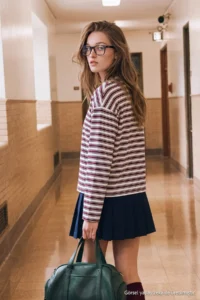 TRENDYOLMİLLA Multicolored Striped Oversized/Wide Cut Crew Neck Thin Knitting Sweatshirt - Image 5