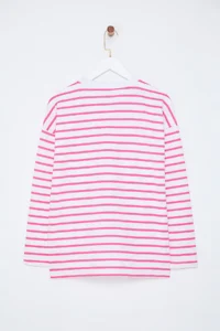 TRENDYOLMİLLA PINK Striped Oversized/Wide Cut Crew Neck Thin Knitting Sweatshirt - Image 7