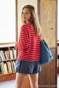 TRENDYOLMİLLA Red Striped Oversized/Wide Cut Crew Neck Thin Knitting Sweatshirt - Image 6