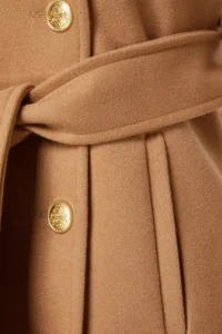 TRENDYOLMİLLA Camel Belted Gold Button Detailed Soft textured Bowl Overcoat - Image 8
