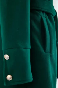 TRENDYOLMİLLA dark Green Belted Gold Button Detailed Soft textured Bowl Overcoat - Image 8