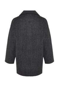 TRENDYOLMİLLA Anthracite herringbone Oversized Wide Cut Bowl Overcoat - Image 8