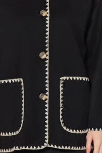 TRENDYOLMİLLA Black Embroidery Detailed  Overcoat - Image 5