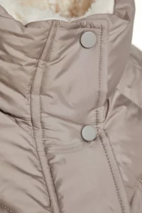 TRENDYOLMİLLA Mink Oversized Pattern Plush Collar Detailed Water Repellent Puffer Jacket Coat - Image 7