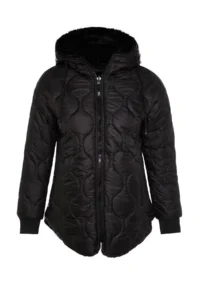 TRENDYOLMİLLA Black Regular Pattern Double Sided Hooded Plush Quilted Puffer Jacket Coat - Image 6