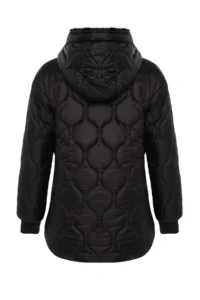 TRENDYOLMİLLA Black Regular Pattern Double Sided Hooded Plush Quilted Puffer Jacket Coat - Image 8