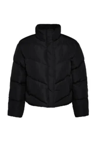 TRENDYOLMİLLA Black Regular Pattern Water Repellent Puffer Jacket Coat - Image 11