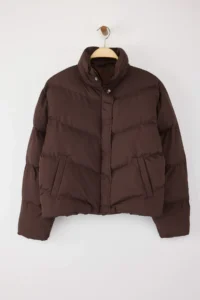 TRENDYOLMİLLA Brown Regular Pattern Water Repellent Puffer Jacket Coat - Image 5