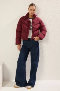 TRENDYOLMİLLA Burgundy Regular  Coat