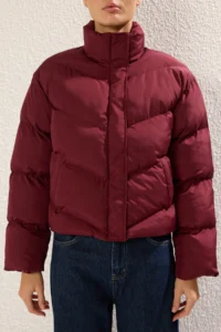 TRENDYOLMİLLA Burgundy Regular  Coat - Image 3