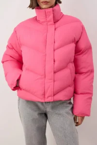 TRENDYOLMİLLA Fuchsia Regular Pattern Water Repellent Puffer Jacket Coat - Image 4