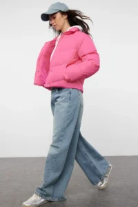 TRENDYOLMİLLA Fuchsia Regular Pattern Water Repellent Puffer Jacket Coat - Image 7