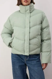 TRENDYOLMİLLA MINT Regular Pattern Water Repellent Puffer Jacket Coat - Image 4