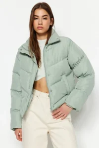 TRENDYOLMİLLA MINT Regular Pattern Water Repellent Puffer Jacket Coat - Image 6