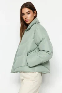 TRENDYOLMİLLA MINT Regular Pattern Water Repellent Puffer Jacket Coat - Image 7