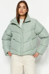 TRENDYOLMİLLA MINT Regular Pattern Water Repellent Puffer Jacket Coat - Image 8