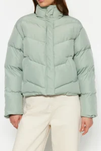 TRENDYOLMİLLA MINT Regular Pattern Water Repellent Puffer Jacket Coat - Image 9