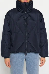 TRENDYOLMİLLA NAVY BLUE Oversized Water Repellent Swelling Quilted Coat - Image 3