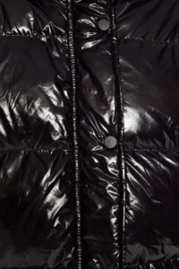 TRENDYOLMİLLA Black Oversized Pattern Hooded Shiny Water Repellent Puffer Jacket Coat - Image 8