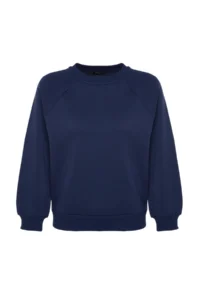 TRENDYOLMİLLA NAVY BLUE relaxed/Rahat Pattern Basic Raglan Sleeve Crew Neck Knitting Sweatshirt - Image 6