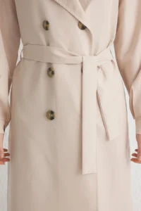 TRENDYOLMİLLA Beige Belted Water Repellent LONG Trench Coat - Image 12