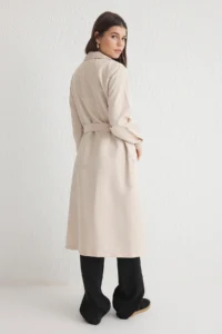 TRENDYOLMİLLA Beige Belted Water Repellent LONG Trench Coat - Image 13