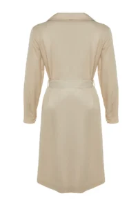 TRENDYOLMİLLA Beige Belted Water Repellent LONG Trench Coat - Image 21