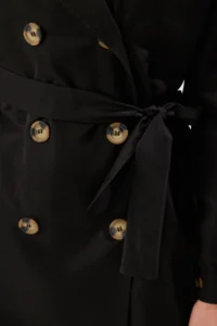 TRENDYOLMİLLA Black Belted Water Repellent LONG Trench Coat - Image 13