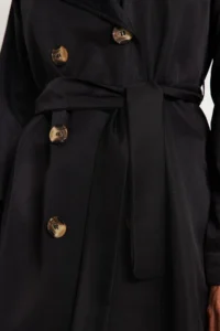 TRENDYOLMİLLA Black Belted Water Repellent LONG Trench Coat - Image 19
