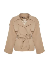 TRENDYOLMİLLA Beige Oversized Wide Cut Arched Trench Coat - Image 11