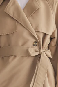 TRENDYOLMİLLA Beige Oversized Wide Cut Arched Trench Coat - Image 3